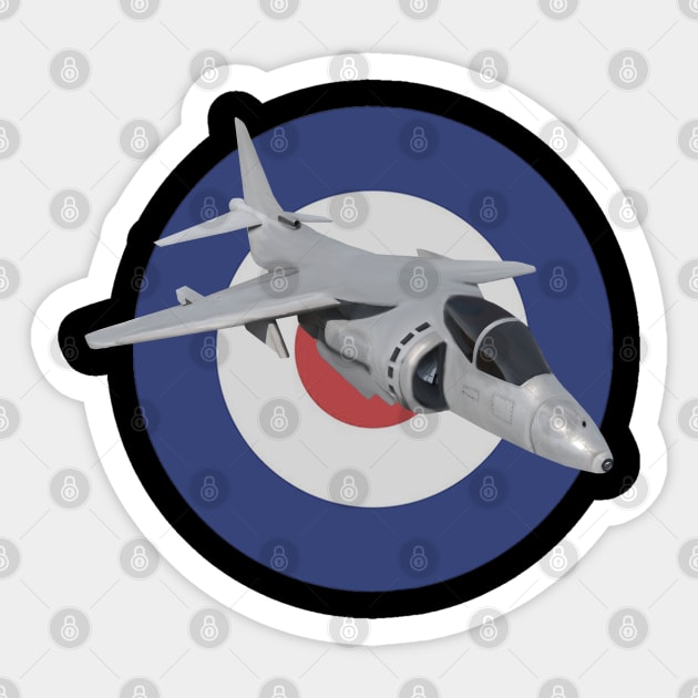 RAF Harrier Jump Jet Royal Air Force Roundel Sticker by Dirty Custard Designs 